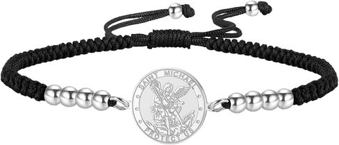 Saint Michael Bracelet with Beads Charm, Wax Rope, Archangel Amulet Religious Jewelry for Women in Saudi Arabia