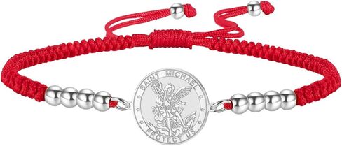 Saint Michael Bracelet with Beads Charm, Wax Rope, Archangel Amulet Religious Jewelry for Women in Kuwait