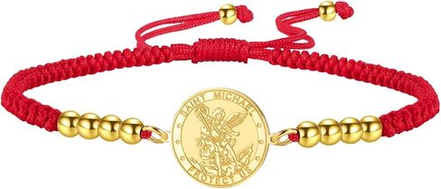 Saint Michael Bracelet with Beads Charm, Wax Rope, Archangel Amulet Religious Jewelry for Women in Kuwait