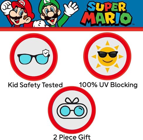 Sun-Staches Super Mario Sunglasses x2 - Mario and Luigi - Comfortable, & Durable UV-Protective Sunglasses in Kuwait