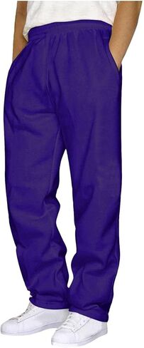 Mens Baggy Sweatpants Baggy Casual Straight Wide Leg Fleece Sweat Pants Athletic Workout Gym Jogger with Pockets in Saudi Arabia