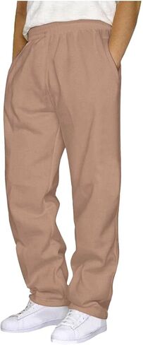 Mens Baggy Sweatpants Baggy Casual Straight Wide Leg Fleece Sweat Pants Athletic Workout Gym Jogger with Pockets in Saudi Arabia