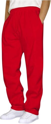 Mens Baggy Sweatpants Baggy Casual Straight Wide Leg Fleece Sweat Pants Athletic Workout Gym Jogger with Pockets in Saudi Arabia