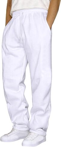Mens Baggy Sweatpants Baggy Casual Straight Wide Leg Fleece Sweat Pants Athletic Workout Gym Jogger with Pockets in Saudi Arabia