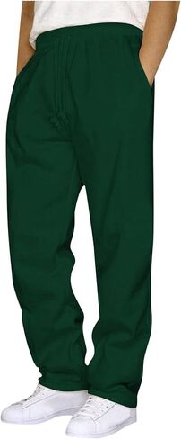 Mens Baggy Sweatpants Baggy Casual Straight Wide Leg Fleece Sweat Pants Athletic Workout Gym Jogger with Pockets in Saudi Arabia