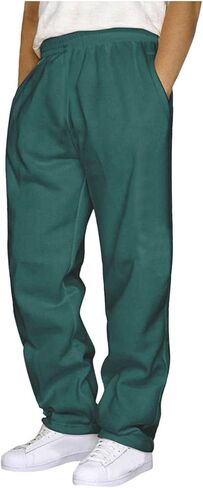 Mens Baggy Sweatpants Baggy Casual Straight Wide Leg Fleece Sweat Pants Athletic Workout Gym Jogger with Pockets in Saudi Arabia