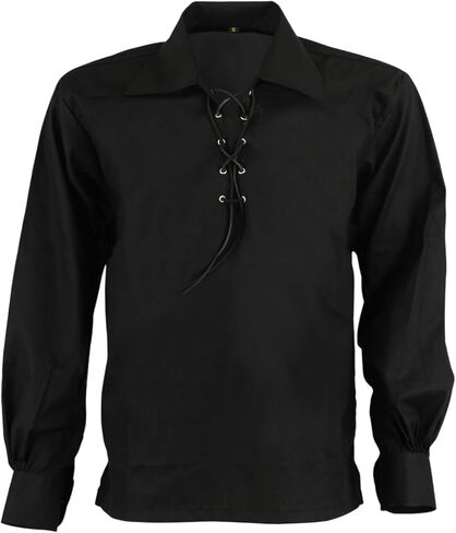 Men 's Scottish Ghillie Kilt Jacobite Jacobean Shirt,Highland Shirt Long Sleeves,Medieval Renaissance Costume in Saudi Arabia