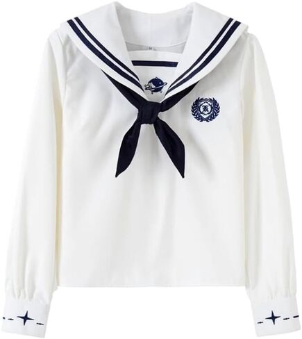 Japanese Style Long Sleeve Sailor Shirt for Men High School Uniform Top with Sailor Collar Male Student Shirt in Kuwait