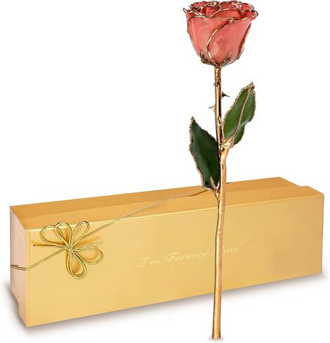 Forever Rose Frozen Blue Sparkle Real Rose Dipped in 24K Gold with Glittery Blue Gold-Trimmed Petals and Gold Stem, Handcrafted Preserved Rose in Luxury Gold Gift Box, Romantic Gift for Her in Saudi Arabia