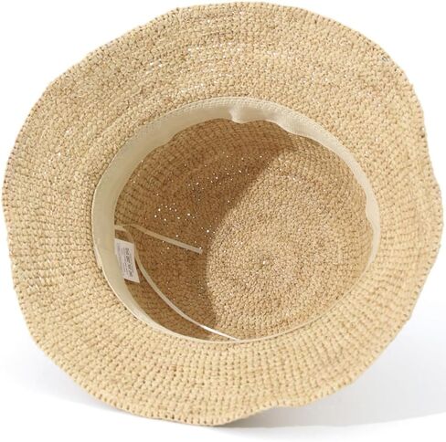 Women's Raffia Straw Bucket Hat Natural Raffia Beach Hat Handmade Woven Foldable Sun Hats Summer Travel Cap in Saudi Arabia