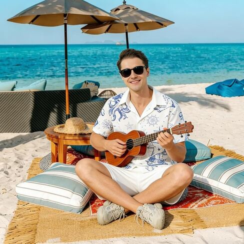 Men's Hawaiian Shirts, Novelty Patterned Button Down Casual Shirts, Summer Beach Theme Party Short Sleeve Shirts in Saudi Arabia
