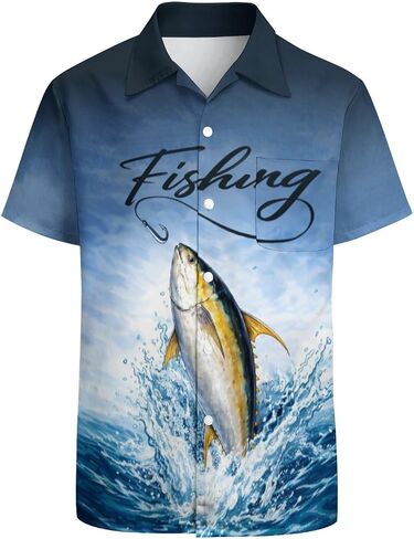 Hawaiian Shirt Men's Button Up Tropical Shirts Funny Short Sleeve Shirt in Kuwait