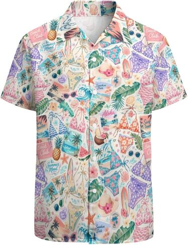 Hawaiian Shirt Men's Button Up Tropical Shirts Funny Short Sleeve Shirt in Kuwait