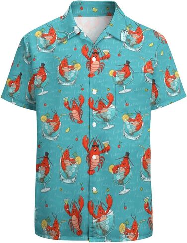 Hawaiian Shirt Men's Button Up Tropical Shirts Funny Short Sleeve Shirt in Kuwait