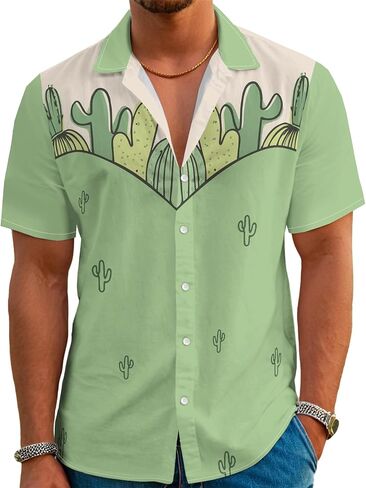Men’s Hawaiian Shirt Western Style Button Down Vintage Symmetrical Print Short Sleeve Summer Beach Rodeo Party Clothes in Saudi Arabia