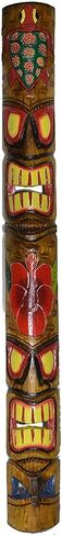 WorldBazzar 59 inch Tiki MASK Hand Carved Polynesian Hawaiian Turtle Flower Hibiscus 5 FT Tall in Saudi Arabia