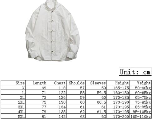 Men Tang Suit Shirt Long Sleeve Chinese Jacket Chinese Stand Up Collar Button Down Shirt,Spring Autumn Long Sleeve Shirt(Black)(5XL) in Kuwait