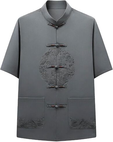 Chinese Kung Fu Shirt Tai Chi Suit Tang Style Shirts Casual Traditional Embroidered Tees Button Up T Shirt in Saudi Arabia