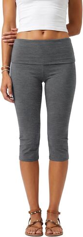 Women's Fold Over Capri Leggings High Waist Yoga Pants Summer Ribbed Cropped Workout Tights Casual Lounge Shorts in Kuwait