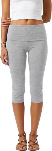 Women's Fold Over Capri Leggings High Waist Yoga Pants Summer Ribbed Cropped Workout Tights Casual Lounge Shorts in Kuwait