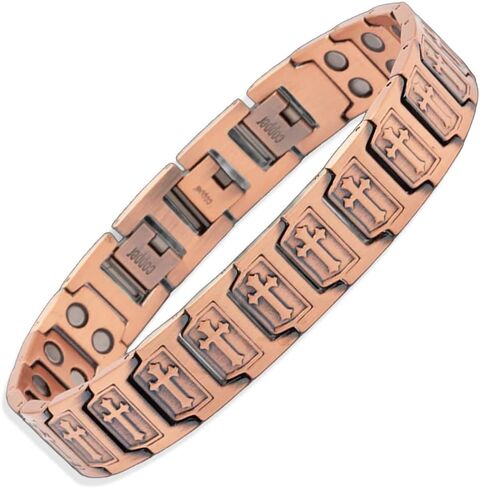 Hero Company Cross Copper Magnetic Bracelet - ‘Templar Cross’ Men’s Christian Bracelet for Father's Day - Helps Pair Veterans With A Service Dog in Saudi Arabia