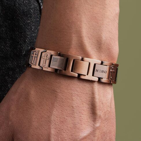 Hero Company Cross Copper Magnetic Bracelet - ‘Templar Cross’ Men’s Christian Bracelet for Father's Day - Helps Pair Veterans With A Service Dog in Saudi Arabia