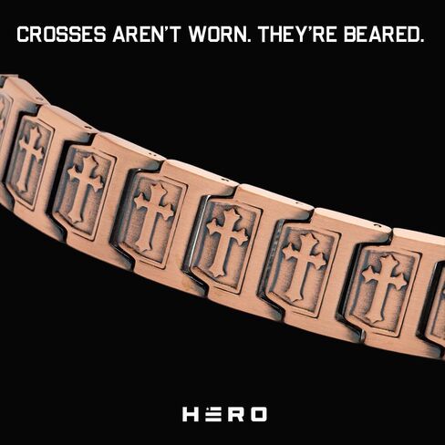 Hero Company Cross Copper Magnetic Bracelet - ‘Templar Cross’ Men’s Christian Bracelet for Father's Day - Helps Pair Veterans With A Service Dog in Saudi Arabia