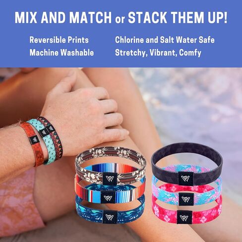 Hang Loose Bands - Coastal Summer Daze Bracelet - Small 6.5 Length for Men, Women and Teens - Reversible Elastic Wristband Boho Surf Style Unisex in Saudi Arabia