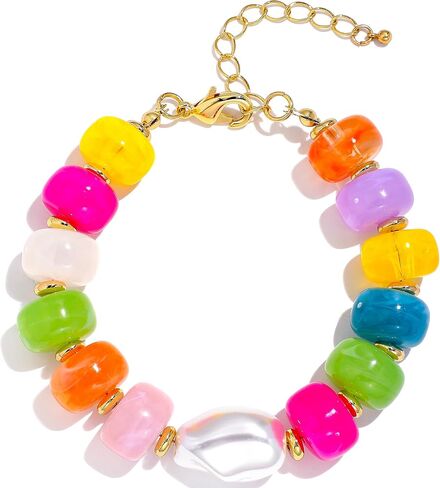Chunky Beaded Bracelets for Women Boho Resin Bracelet with Pearl Colorful Acrylic Statement Handmade Beads Jewelry Gift in Saudi Arabia