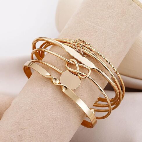 12 Pcs Layered Stackable Bracelet Set for Women, Mixed Geometric & Twisted Rope Design, Embossed Texture Cuffs, Trendy Statement Jewelry in Kuwait