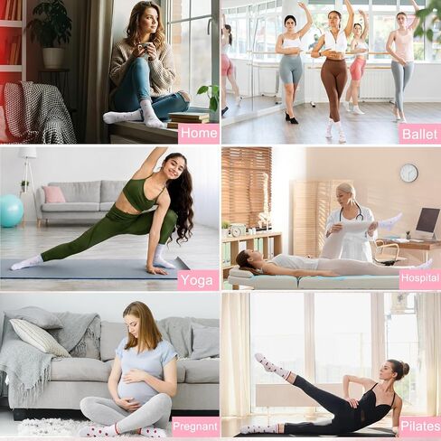 6 Pairs Cute Fruit Pilates Socks for Women, Ruffle Frilly Yoga Socks Non Slip Cotton Crew Socks with Embroidery Pattern for Workout Ballet in Kuwait