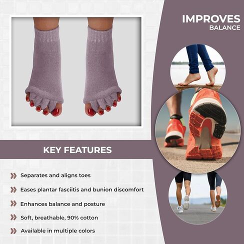 جوارب فاصلة لمحاذاة أصابع القدم من Happy Feet، تمنع تشنجات القدم وأصابع المطرقة، جوارب تدليك لفاصل أصابع القدم in Kuwait