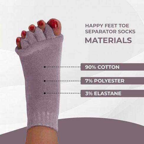 جوارب فاصلة لمحاذاة أصابع القدم من Happy Feet، تمنع تشنجات القدم وأصابع المطرقة، جوارب تدليك لفاصل أصابع القدم in Kuwait