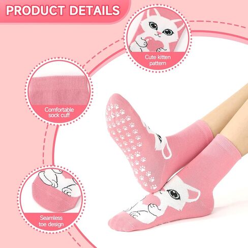 5 Pairs Pilates Grip Socks for Women Yoga Grippy Socks Cute Cozy Animal Pattern Athletic Crew Sock Workout Hospital in Kuwait