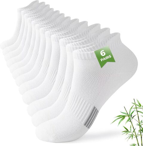 FALARY 6 Pairs Ankle Socks for Women Bamboo Viscose Mens Low Cut Athletic Socks With Arch Support Breathable Moisture Wicking in Saudi Arabia