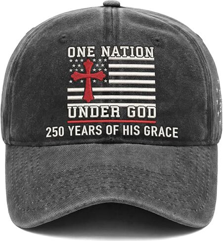 United States 250th Anniversary Hat - 1776-2026 Embroidered Christian Cross Adjustable Baseball Cap, Retro Washed Cotton for Men Women Black in Saudi Arabia