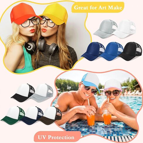 25 Pcs Adult Trucker Caps Bulk Blank Sublimation Baseball Hat Adjustable Mesh Trucker Hat for Men Women Summer Outdoor, Multicolor in Saudi Arabia