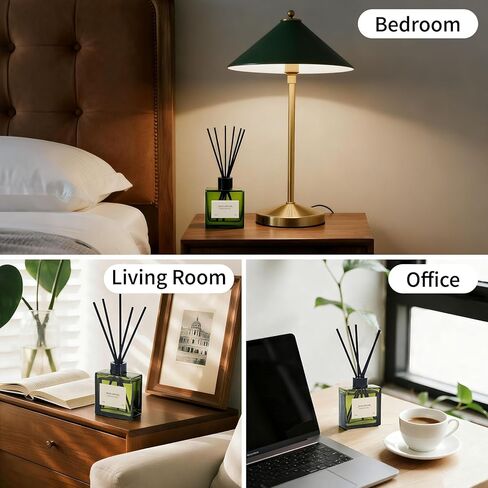 Reed Diffuser Set, 4 fl oz Earthy Sandalwood 2 Pack Scent Diffuser with 20 Sticks, 180 Days Long Lasting Elegant Home Fragrance for Bathroom Bedroom Office Decor Air Fresh in Saudi Arabia