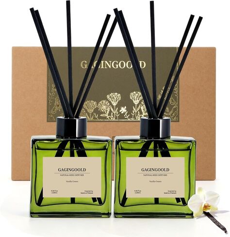 Reed Diffuser Set, 4 fl oz Earthy Sandalwood 2 Pack Scent Diffuser with 20 Sticks, 180 Days Long Lasting Elegant Home Fragrance for Bathroom Bedroom Office Decor Air Fresh in Saudi Arabia