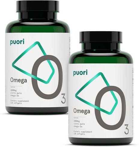 Puori Omega 3 Fish Oil Supplement - Ultra Pure & Burpless Wild Caught Fish Oil with 2000mg Omega 3 Fatty Acids,1250mg EPA & 500mg DHA Supports Heart, Brain & Eye Health - IFOS Certified - 240 Softgels in Saudi Arabia