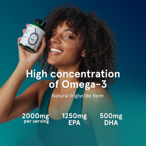 Puori Omega 3 Fish Oil Supplement - Ultra Pure & Burpless Wild Caught Fish Oil with 2000mg Omega 3 Fatty Acids,1250mg EPA & 500mg DHA Supports Heart, Brain & Eye Health - IFOS Certified - 240 Softgels in Saudi Arabia