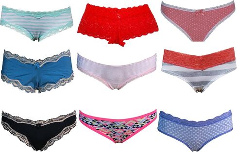 Women's Underwear Variety Pack Assorted Panties Bikinis Hipster Boyshorts Briefs Sexy Cute Multi Colored Cotton Lace in Kuwait