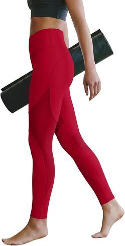 Aoysky Womens High Waisted Leggings Mesh Yoga Pants Tummy Control Butt Lifting Stretchy Workout Running Leggings in Kuwait