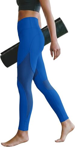 Aoysky Womens High Waisted Leggings Mesh Yoga Pants Tummy Control Butt Lifting Stretchy Workout Running Leggings in Kuwait