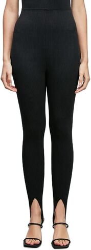 Pivanzore Women's Stirrup Leggings High Waist Ribbed Workout Tights Solid Color Running Slim Fit Yoga Pants in Kuwait