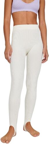 Pivanzore Women's Stirrup Leggings High Waist Ribbed Workout Tights Solid Color Running Slim Fit Yoga Pants in Kuwait
