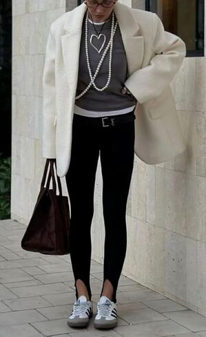 Pivanzore Women's Stirrup Leggings High Waist Ribbed Workout Tights Solid Color Running Slim Fit Yoga Pants in Kuwait