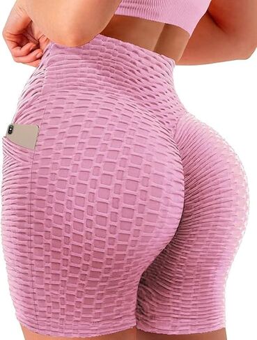 Women's 8"/5" High Waist Biker Shorts Yoga Workout Running Fitness Shorts in Saudi Arabia