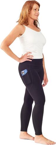 Maggie's Organic Out Ankle Leggings - Soft Cotton Spandex with Pockets - Mid Waist with Wide Elastic Waist Band in Kuwait