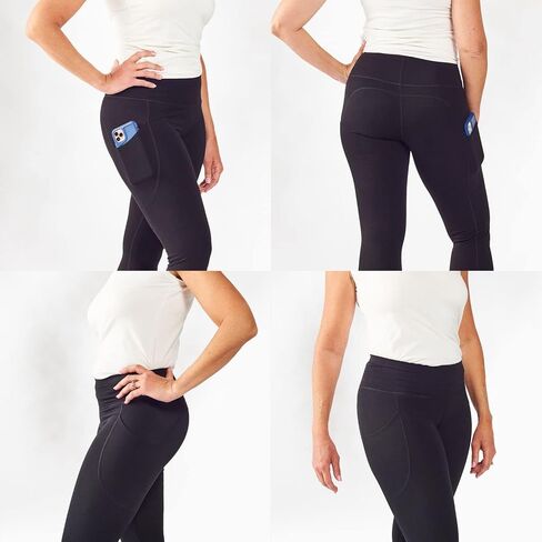 Maggie's Organic Out Ankle Leggings - Soft Cotton Spandex with Pockets - Mid Waist with Wide Elastic Waist Band in Kuwait